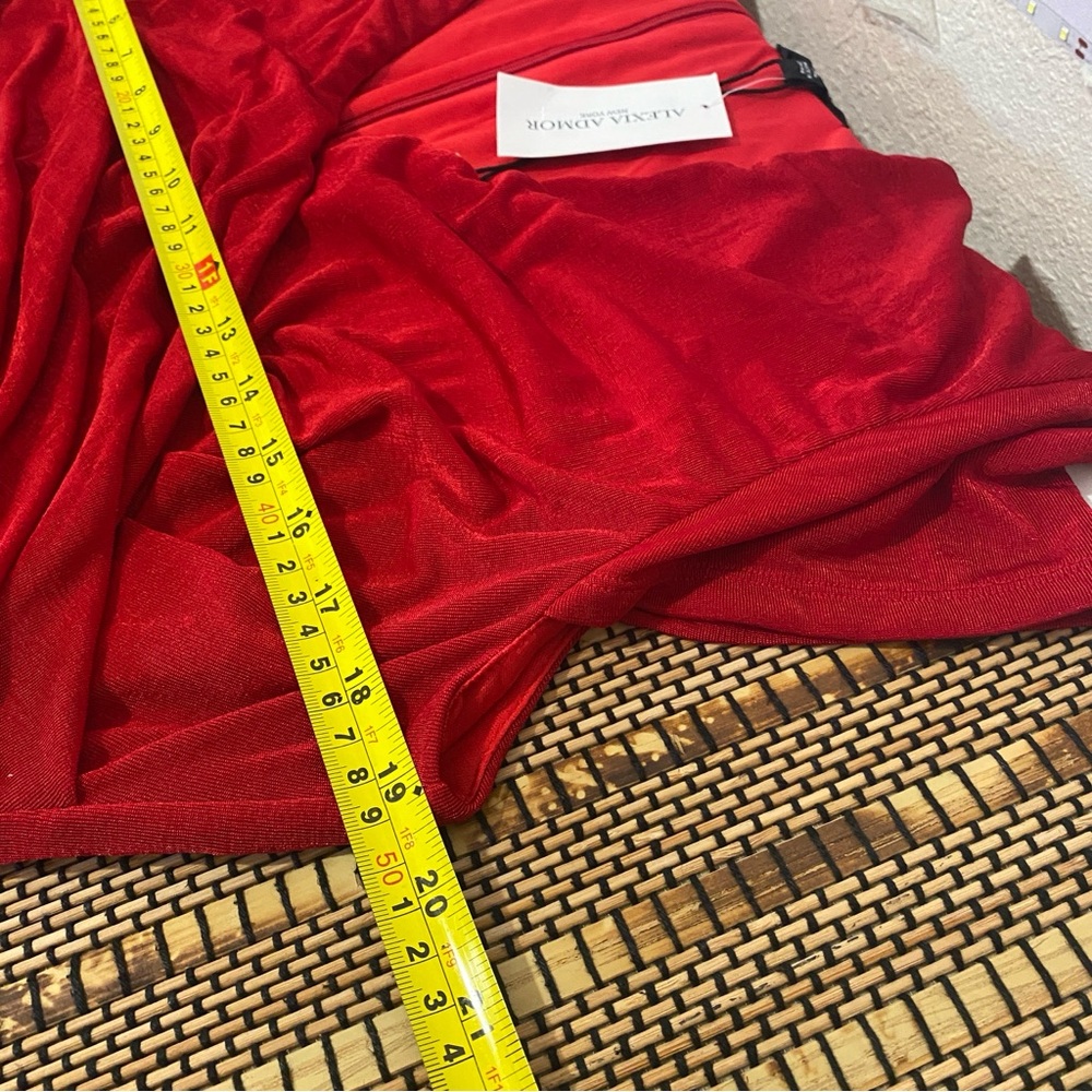Alexia Admor Red Draped Midi Dress XL NWT Elegant Cocktail Party Evening - Picture 11 of 12